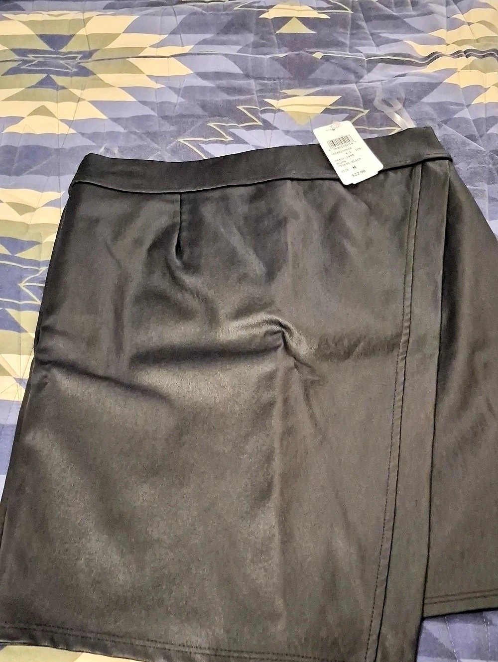 Windsor Faux Leather Wrap Mini Skirt Black